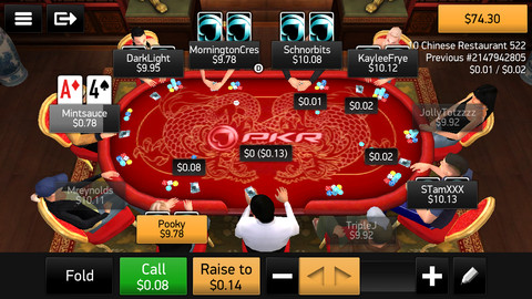 Игровой стол мобильного покер-рума PKR