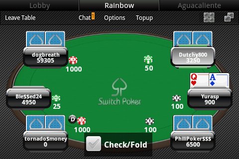Игровой стол мобильного клиента Switch Poker